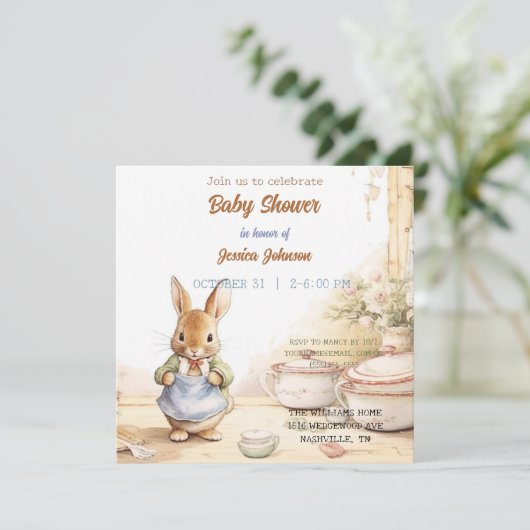 Peter Rabbit Baby shower Uitnodiging (Staand voorkant)