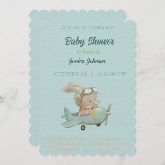 Peter Rabbit Baby shower Uitnodiging (Voorkant / Achterkant)