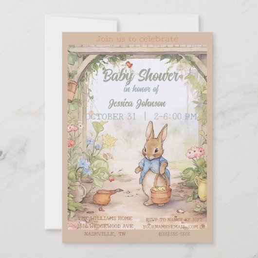Peter Rabbit Baby shower Uitnodiging (Voorkant)