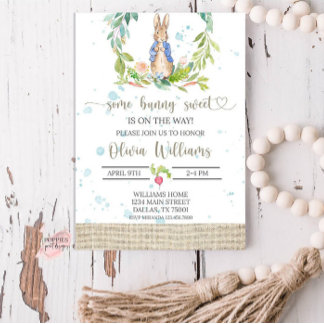 Peter Rabbit Baby shower Uitnodiging