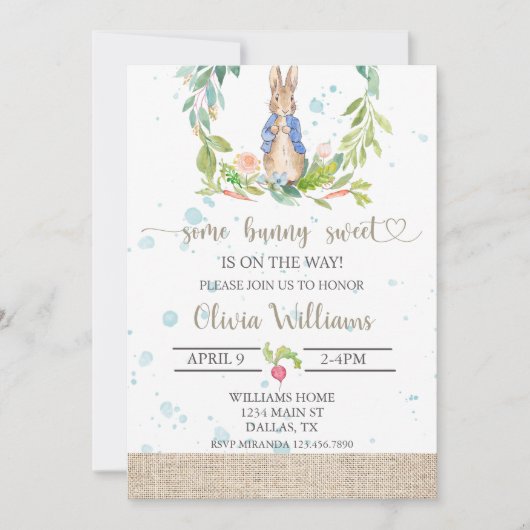Peter Rabbit Baby shower Uitnodiging (Voorkant)