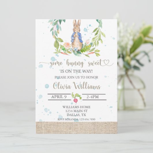 Peter Rabbit Baby shower Uitnodiging (Staand voorkant)