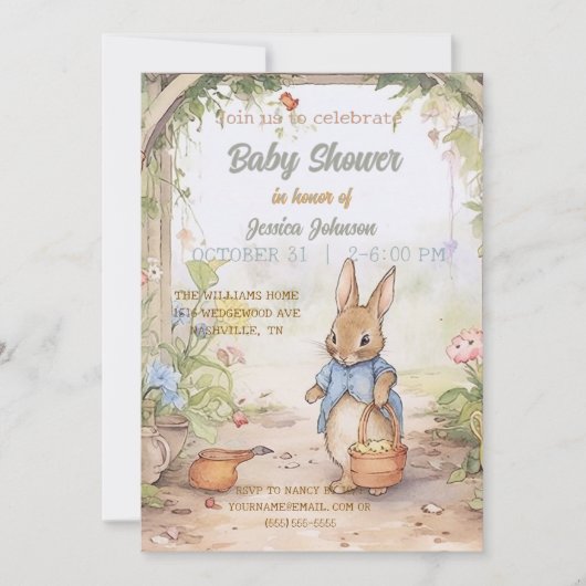 Peter Rabbit Baby shower Uitnodiging (Voorkant)