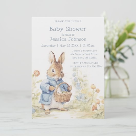 Peter Rabbit Baby shower Uitnodiging (Staand voorkant)