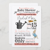  Peter Rabbit Baby shower Uitnodiging - Roze (Voorkant / Achterkant)