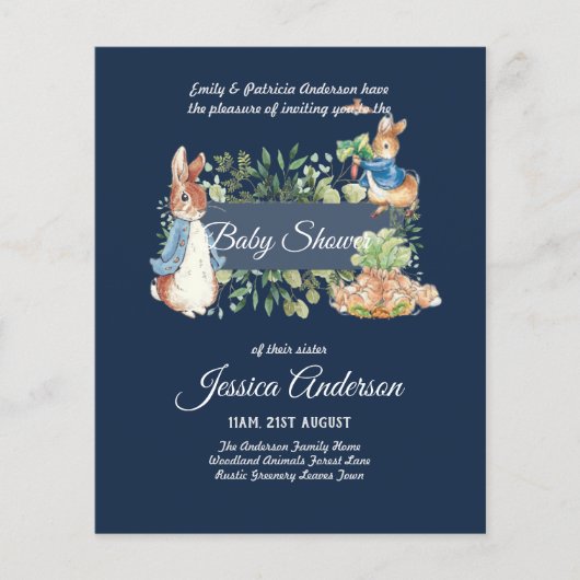 Peter Rabbit  BABY SHOWER Uitnodigingen (Voorkant)