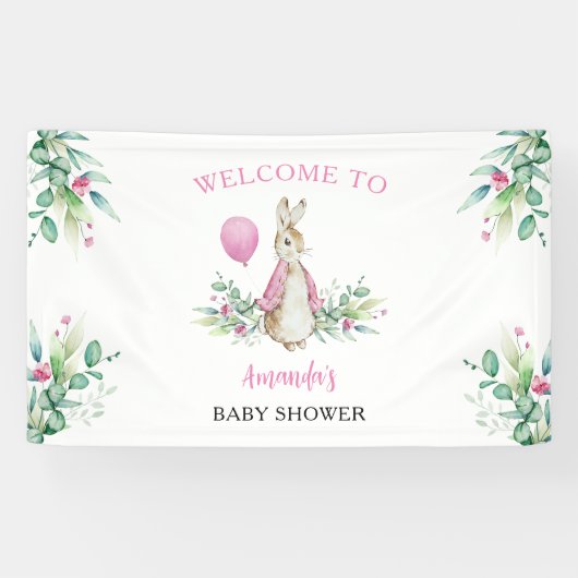 Peter Rabbit Baby shower Welkom Achtergrond Spandoek (Horizontaal)