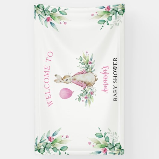 Peter Rabbit Baby shower Welkom Achtergrond Spandoek (Verticaal)