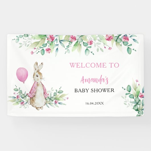 Peter Rabbit Baby shower Welkom Achtergrond Spandoek (Horizontaal)