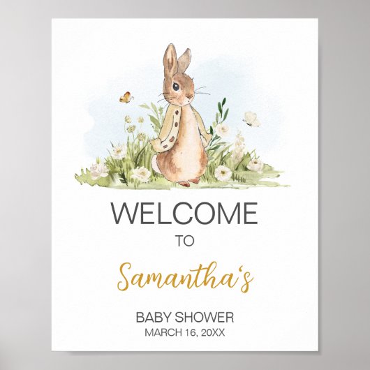 Peter Rabbit Baby shower Welkom Poster (Voorkant)