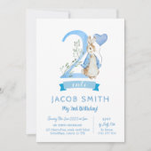 Peter rabbit baby tweede verjaardagsuitnodiging jo kaart (Voorkant)