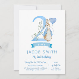 Peter rabbit baby tweede verjaardagsuitnodiging jo kaart