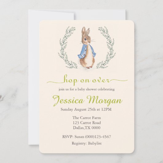 Peter Rabbit Babyshower Uitnodiging (Voorkant)