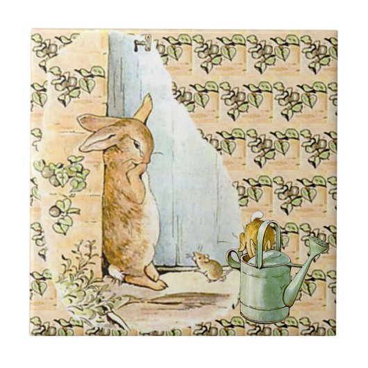 Peter Rabbit Beatrix Potter Doorway Ceramic Tile Tegeltje (Voorkant)