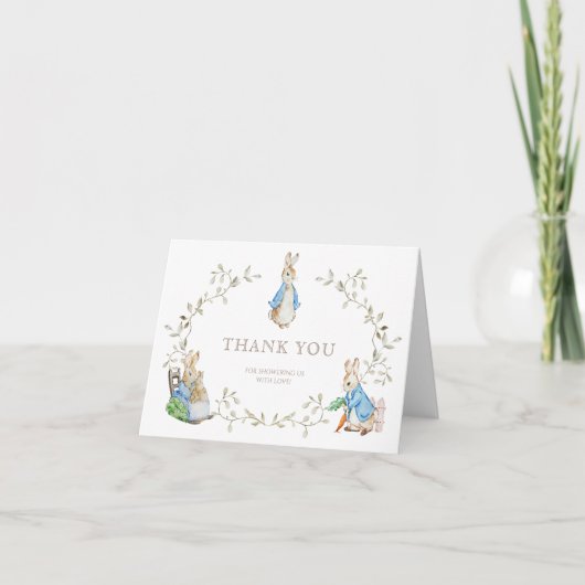 Peter Rabbit Beatrix Potter Greenery Waterverf Bedankkaart (Voorkant)