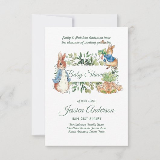 Peter Rabbit BÉBÉ DOUCHE Invitations garçon ou fil (Devant)