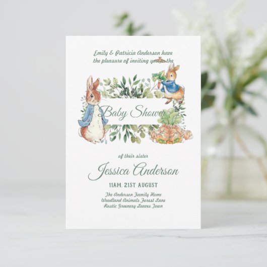 Peter Rabbit BÉBÉ DOUCHE Invitations garçon ou fil (Debout devant)