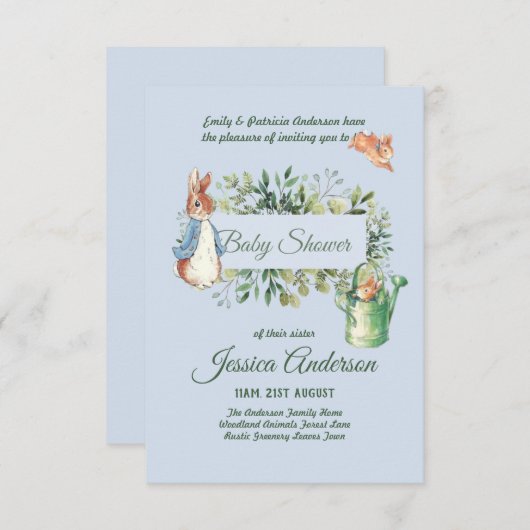 Peter Rabbit BÉBÉ DOUCHE Invitations garçon ou fil (Devant / Derrière)
