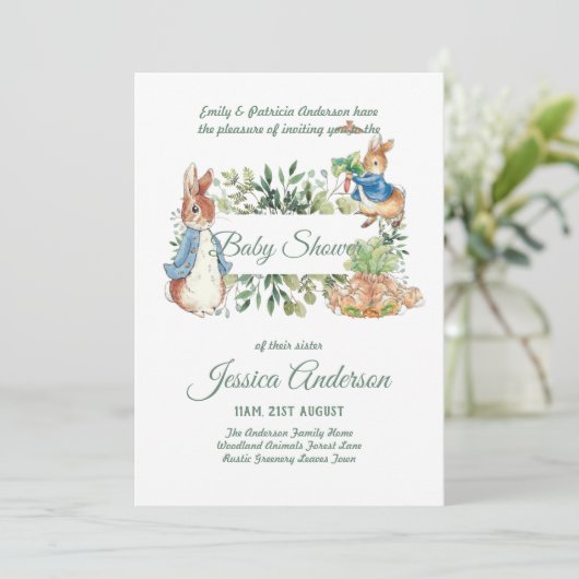 Peter Rabbit BÉBÉ DOUCHE Invitations garçon ou fil (Debout devant)