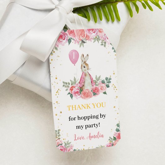 Peter Rabbit Bedankkaartje Verjaardagsfeestje Cadeaulabel