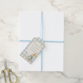 Peter Rabbit Blauw Gingham Verjaardag Bedankt Cadeaulabel (Met Touw)
