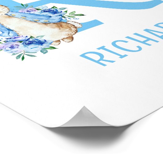 Peter Rabbit Blauwe Baby Naam Poster (Hoek)