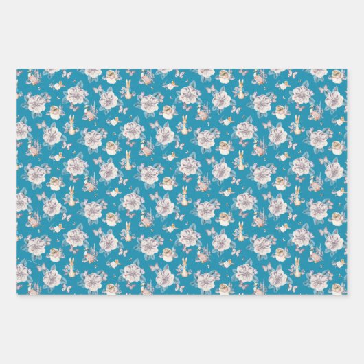 Peter Rabbit | Blauwe tuin Inpakpapier Vel (Voorkant 3)