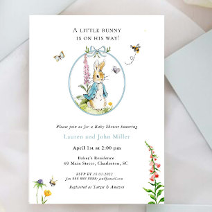 Peter Rabbit Blue Baby Boy Couples Baby shower Kaart