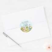 Peter Rabbit Blue Baby's Eerste Verjaardag Ronde Sticker (Envelop)