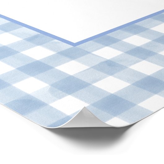 Peter Rabbit Blue Gingham Baby Shower Welcome Poster (Hoek)