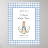 Peter Rabbit Blue Gingham Baby Shower Welcome Poster (Voorkant)