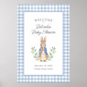Peter Rabbit Blue Gingham Baby Shower Welcome Poster (Voorkant)