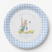 Peter Rabbit Blue Gingham border Paasbrunch Papieren Bordje (Voorkant)