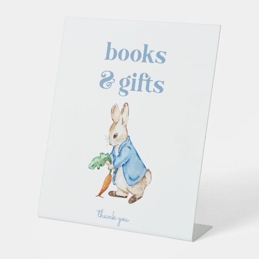 Peter Rabbit Boeken en Geschenken Baby shower Teke Reclamebord Met Voetstuk (Voorkant)