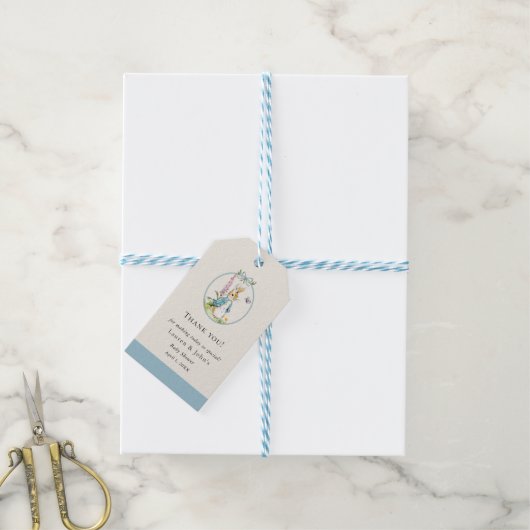 Peter Rabbit Boy Baby shower dank u Cadeaulabel (Met Touw)
