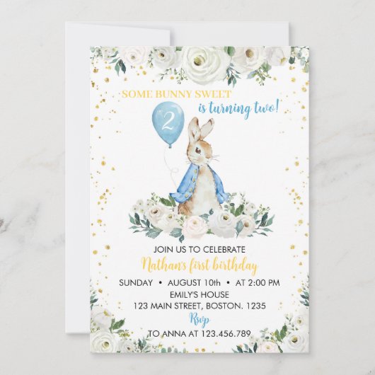 Peter Rabbit Boy Invitation d'anniversaire (Devant)