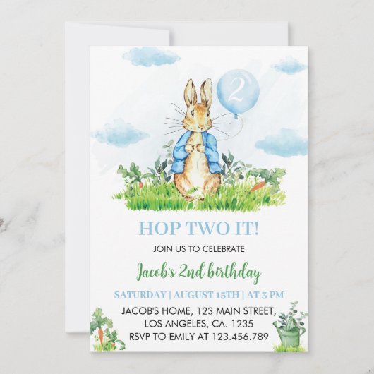 Peter Rabbit Boy Invitation d'anniversaire (Devant)