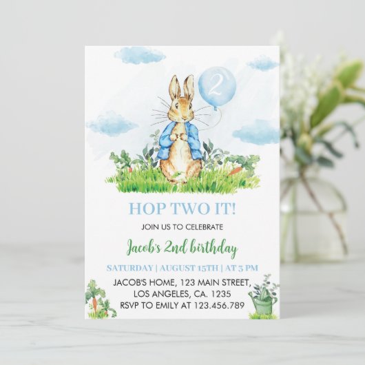 Peter Rabbit Boy Invitation d'anniversaire (Debout devant)