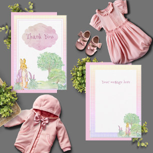 Peter Rabbit Bunny Pink Baby shower Bedankkaart