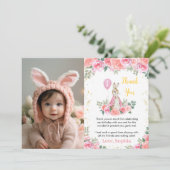 Peter Rabbit Carte de remerciements rose fête d'an (Debout devant)