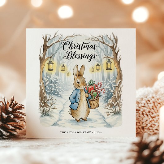 Peter Rabbit Cozy Forest Kerstmis Feestdagenkaart