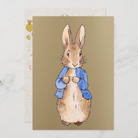 Peter Rabbit dans Gold Invitation (Devant / Derrière)