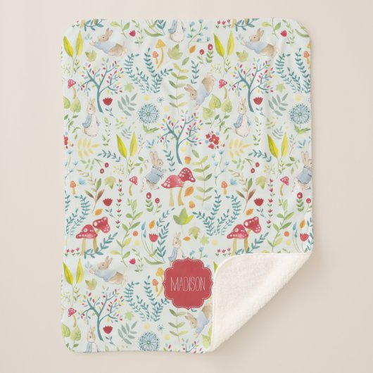 Peter Rabbit | Doorverwezen Waterverf patroon Sherpa Deken (Voorkant)