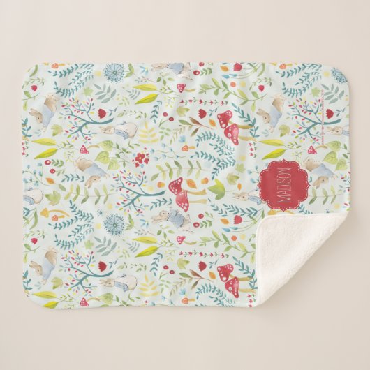 Peter Rabbit | Doorverwezen Waterverf patroon Sherpa Deken (Voorkant (horizontaal))