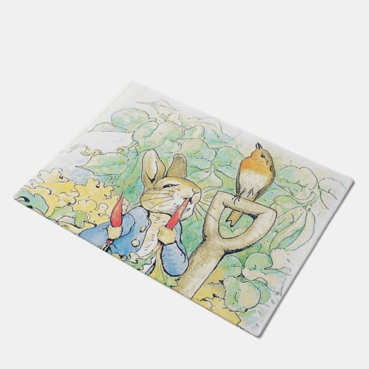 "Peter Rabbit Eats a Carrot" door Beatrix Potter Deurmat (Schuin)