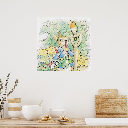 "Peter Rabbit Eats a Carrot" door Beatrix Potter Poster (Keuken)