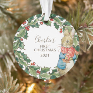 Peter Rabbit   Eerste Kerstmis baby met foto Ornament