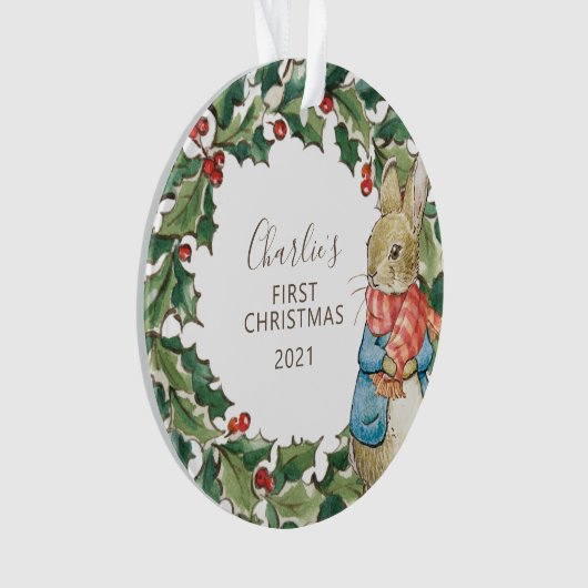 Peter Rabbit | Eerste Kerstmis baby met foto Ornament (voorkant)