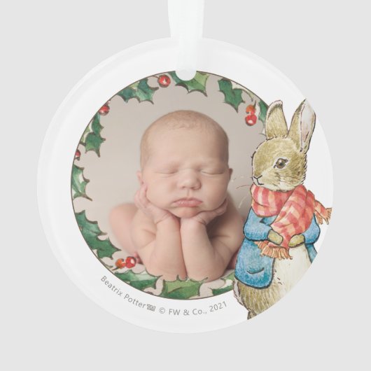 Peter Rabbit | Eerste Kerstmis baby met foto Ornament (achterkant)