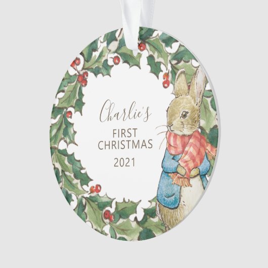 Peter Rabbit | Eerste Kerstmis baby met foto Ornament (voorkant)
